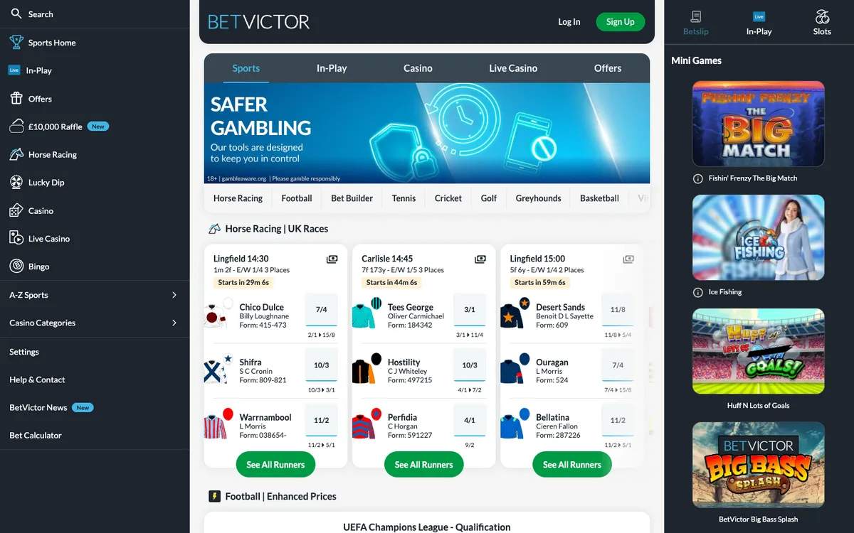 Betvictor Casino UK — Home page, captured from United Kingdom