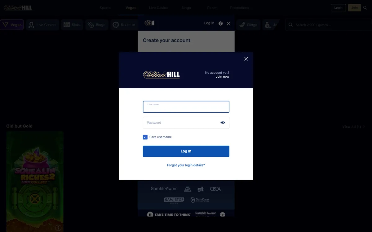 William Hill Vegas — «Регистрация», снято из страны Канада