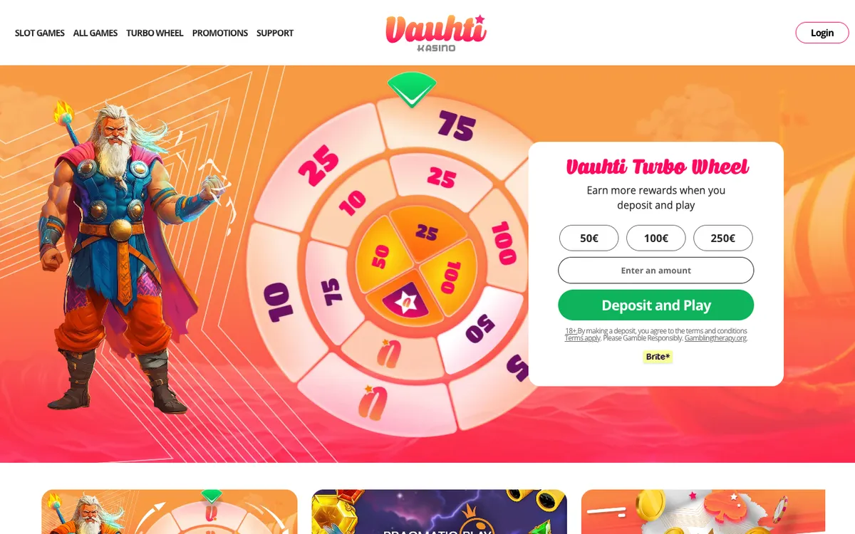 Vauhti Casino — Home page, captured from Finland