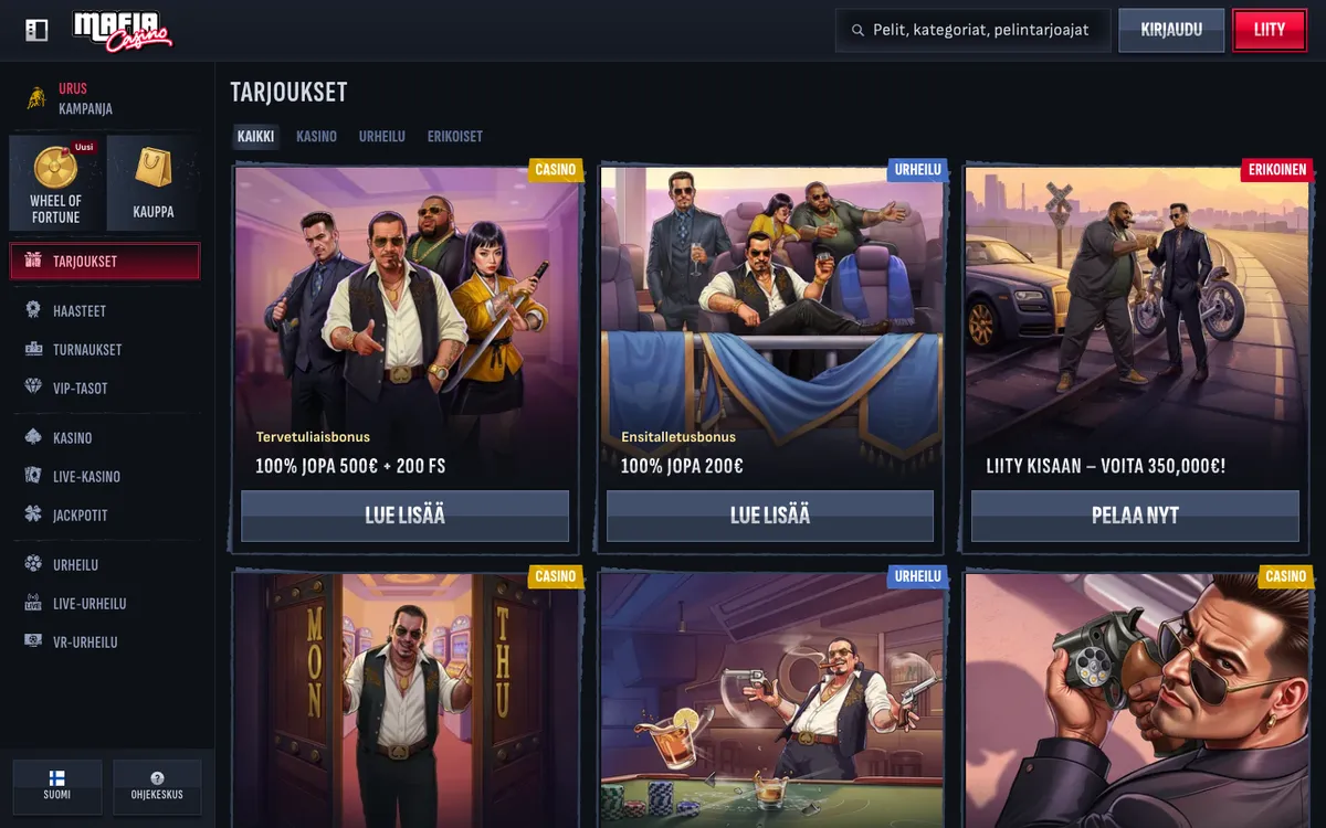Mafia Casino — Promotions, captured from Finland