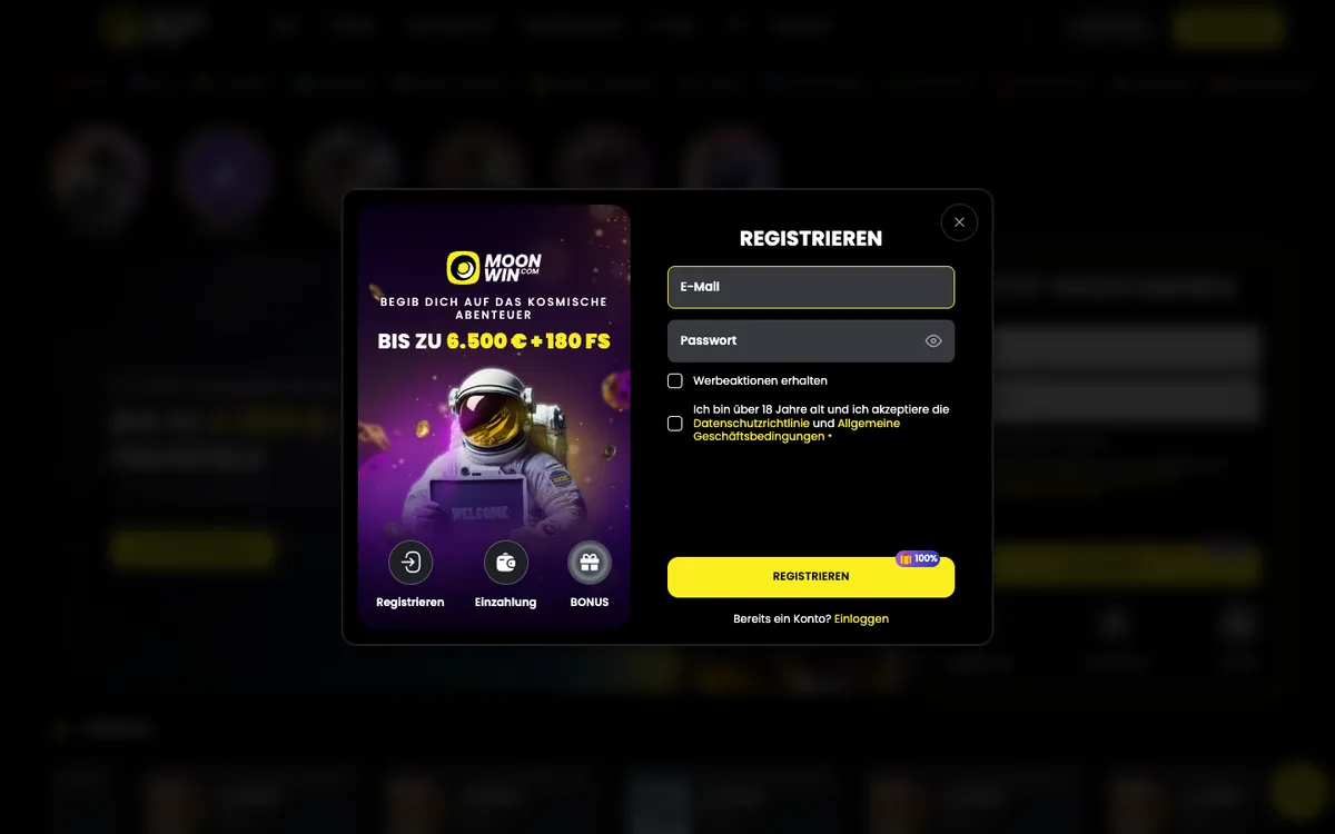 Moonwin Casino — «Платежи», снято из страны Германия