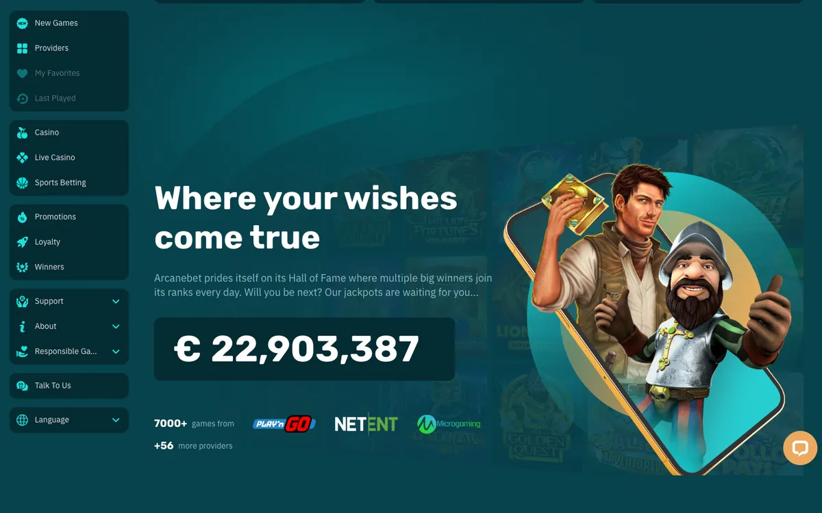 arcanebet Casino — «Главная», снято из страны Чили