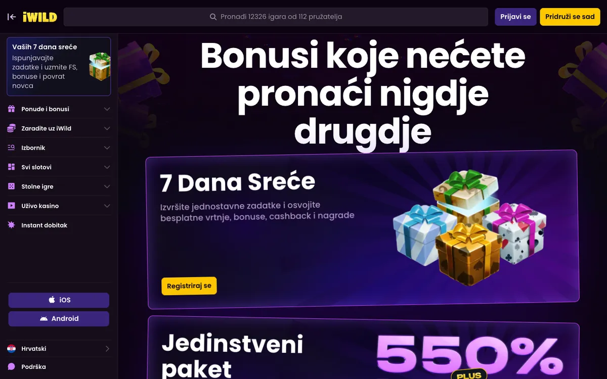 iWild Casino — Promotions, captured from Croatia