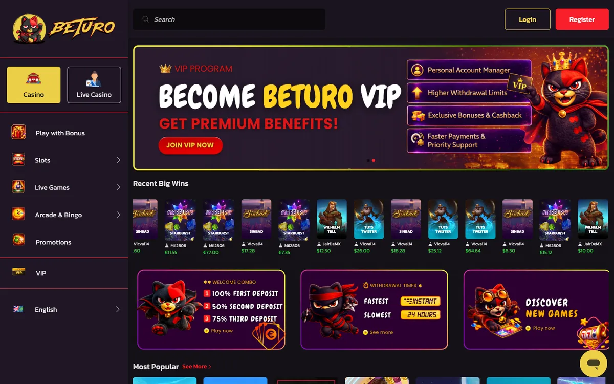 Beturo Casino — Home page, captured from Malaysia