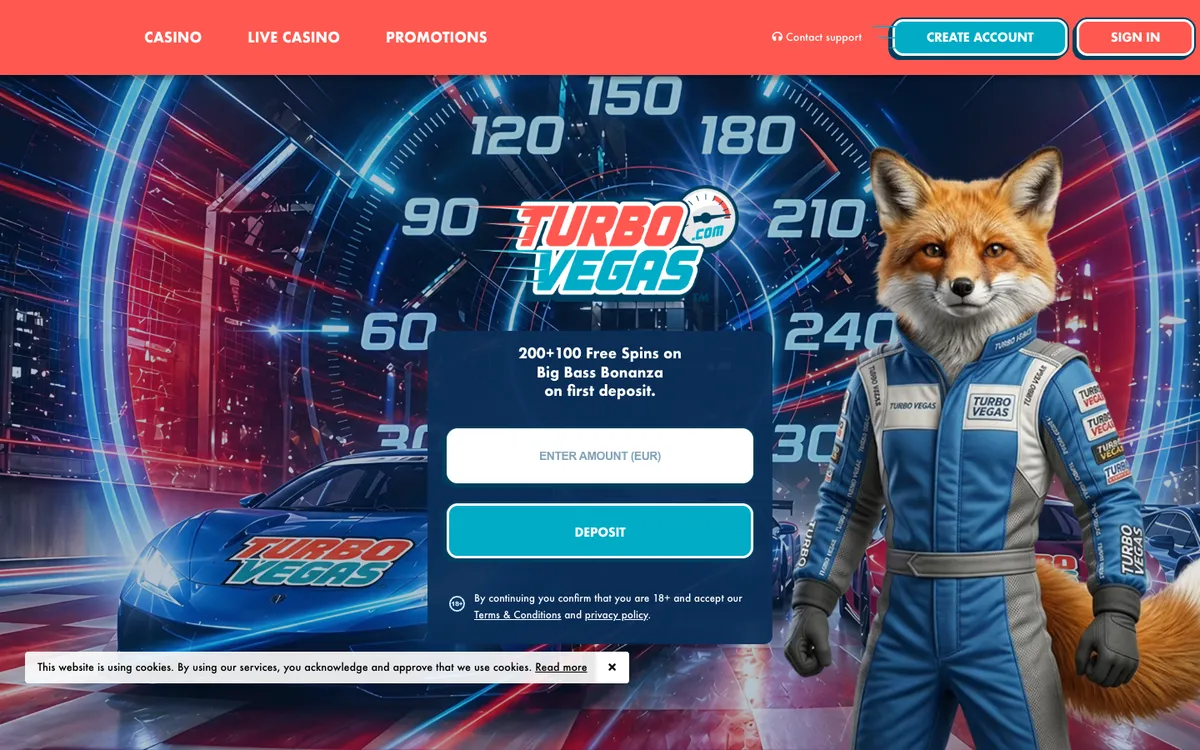 TurboVegas Casino — Home page, captured from New Zealand