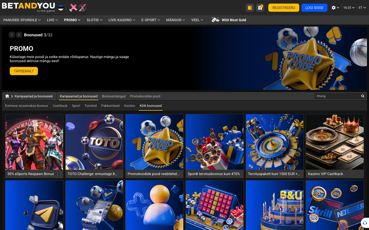 Betandyou Casino — Promotions, captured from Estonia