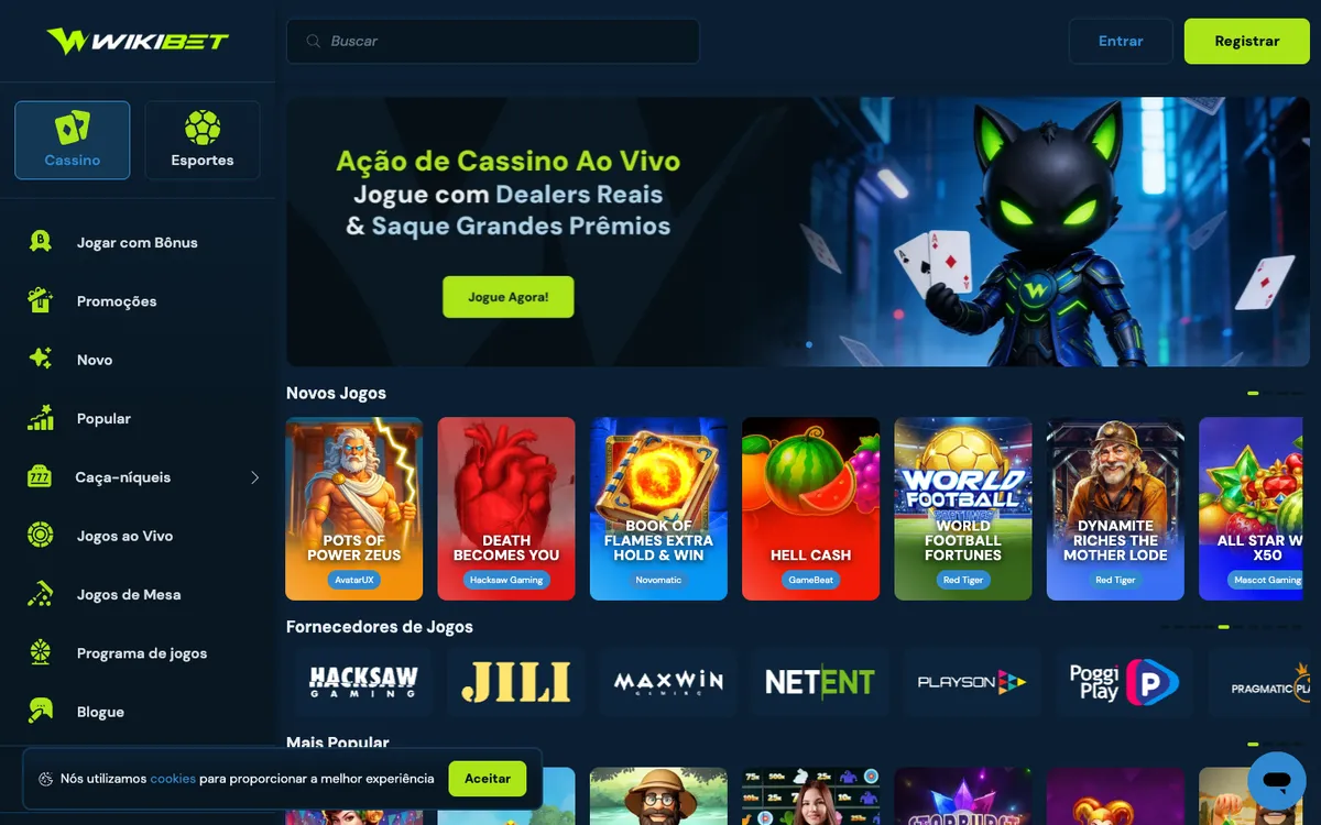 Wikibet Casino — Home page, captured from Finland