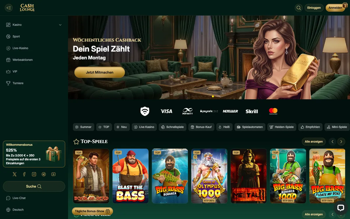 Cash Lounge Casino — «Главная», снято из страны Австрия