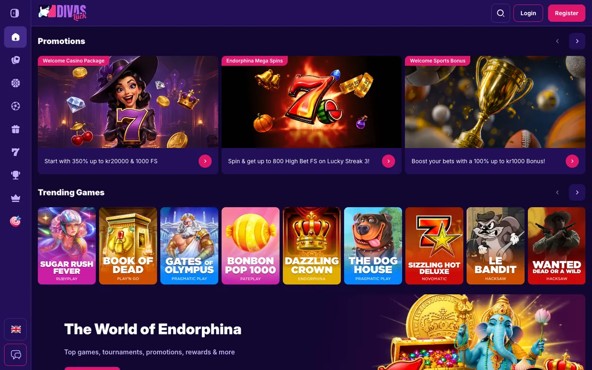 Divas Luck Casino — «Главная», снято из страны Норвегия