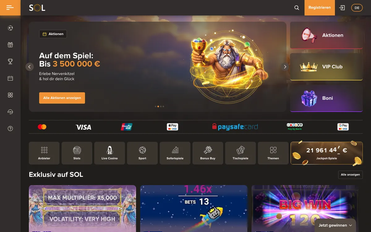 Sol Casino — «Главная», снято из страны Австрия