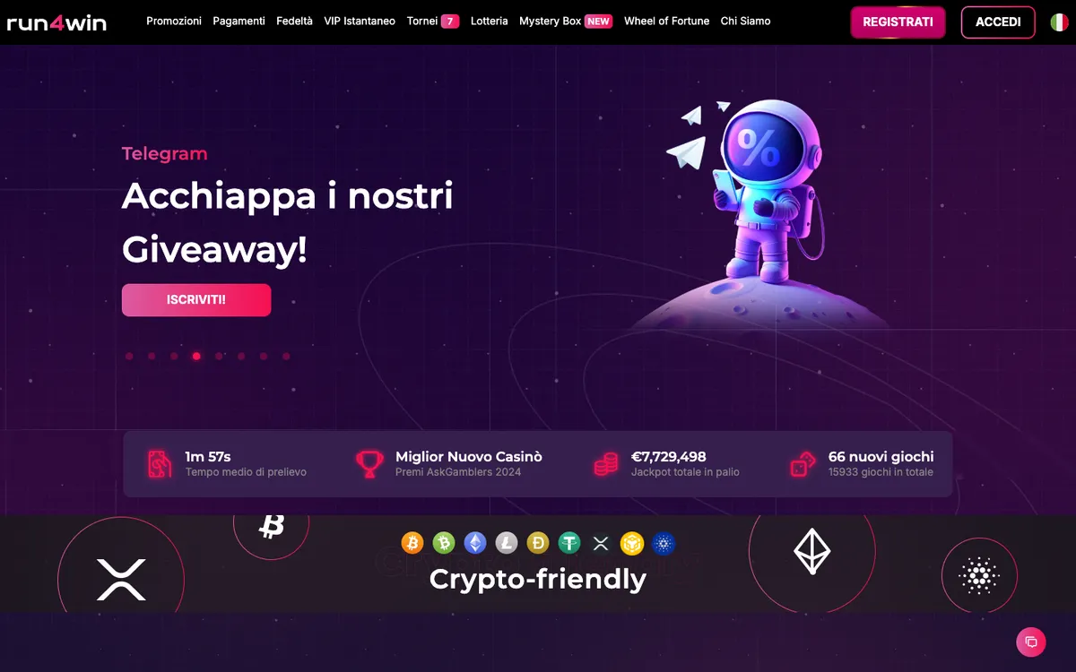 Run4Win Casino — «Главная», снято из страны Италия