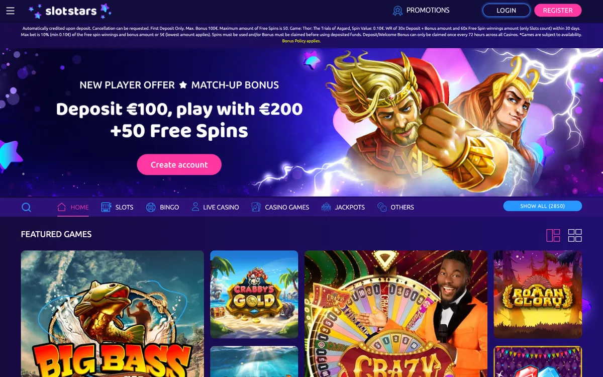 Slotstars Casino — «Главная», снято из страны Новая Зеландия