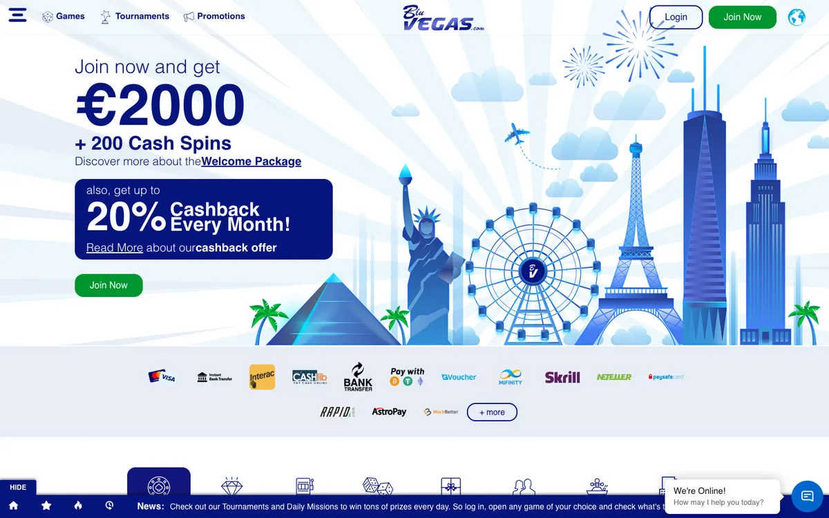 BluVegas Casino — «Главная», снято из страны Бельгия