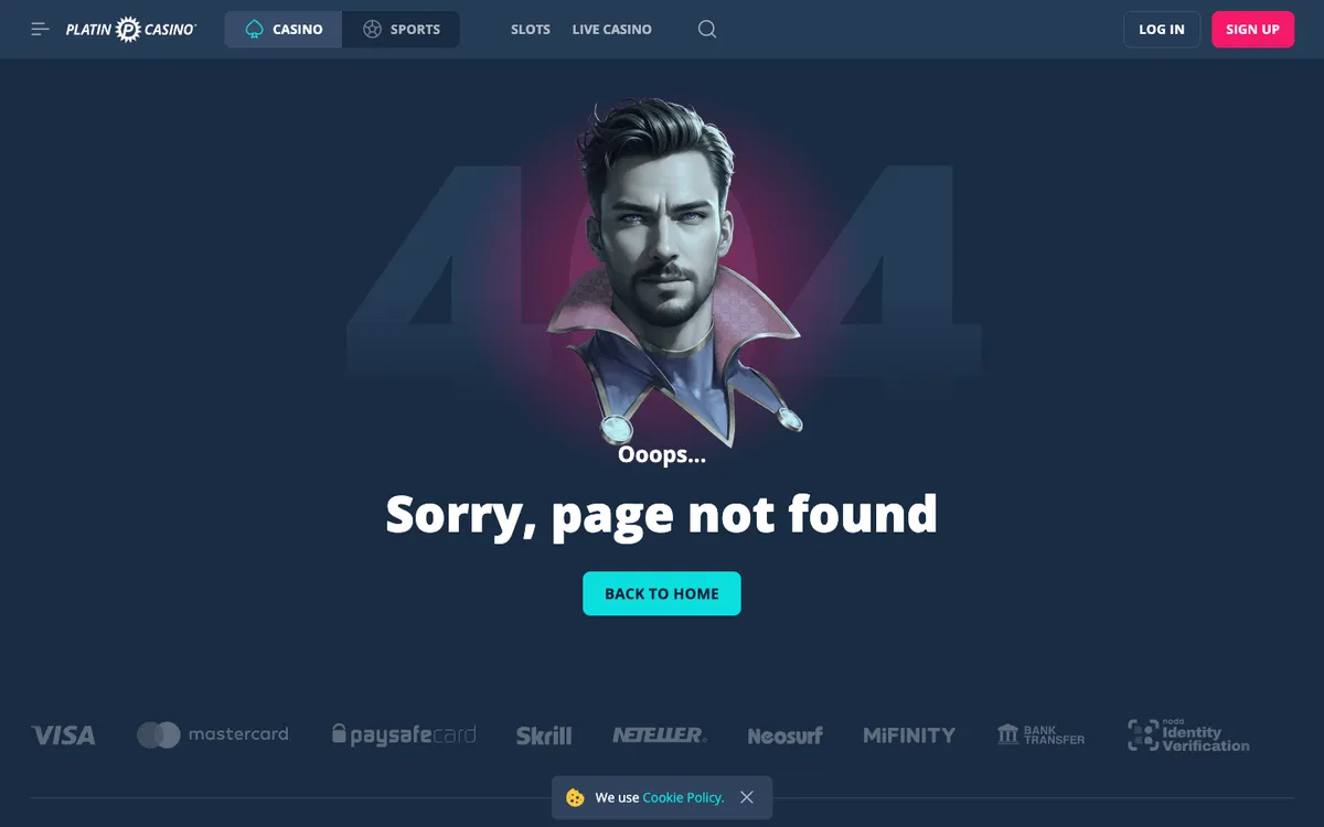 Platincasino — «Платежи», снято из страны Канада