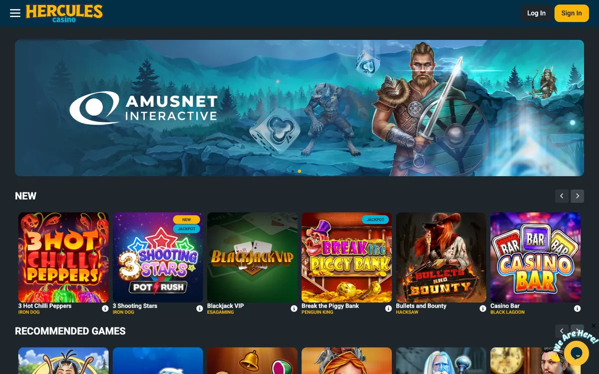 Hercules Casino — Home page, captured from Canada