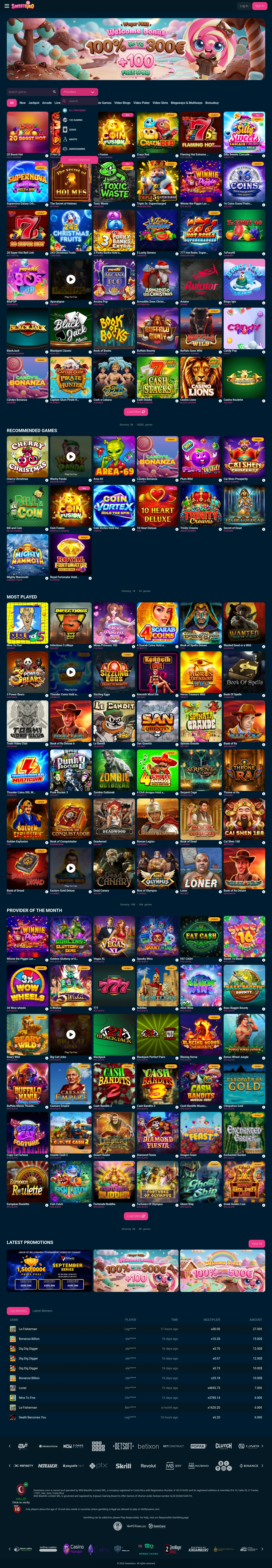 Sweetsino Casino — «Главная», снято из страны Испания