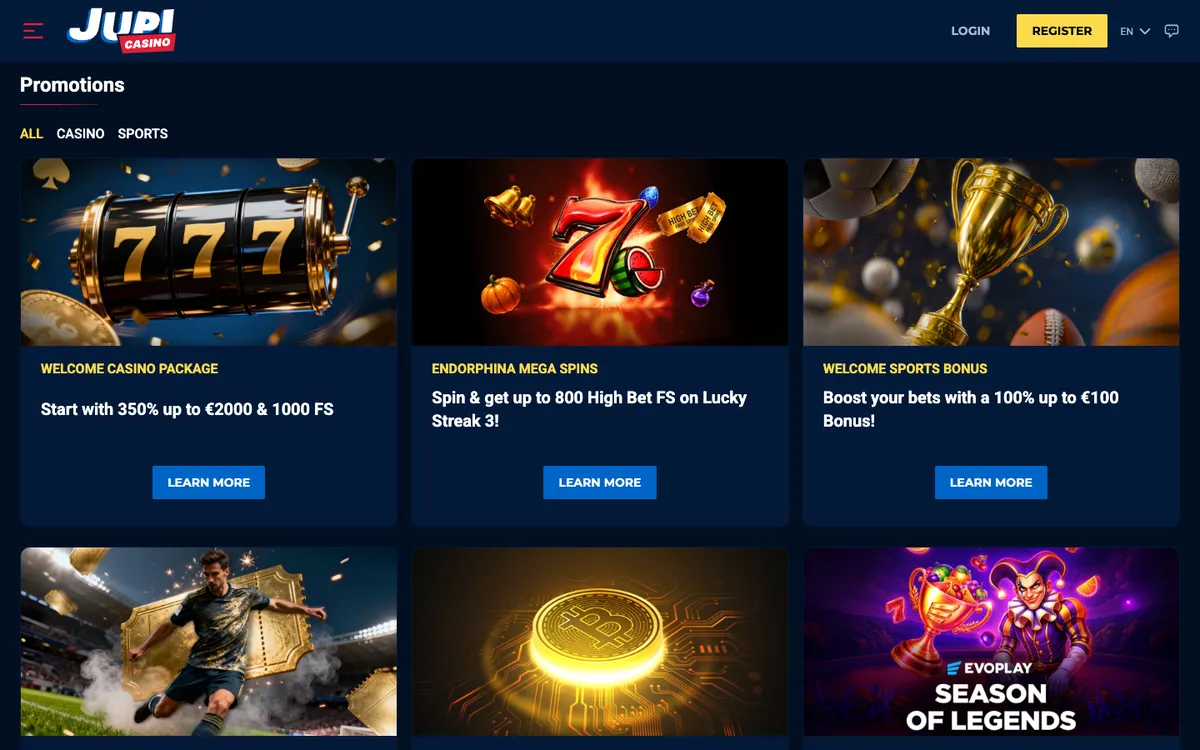Jupi Casino — Promotions, captured from Spain