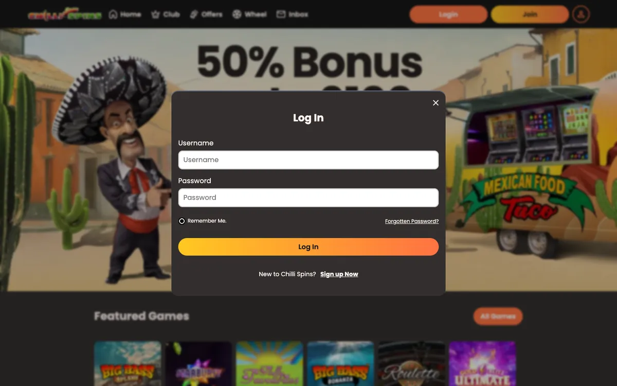 Chilli Spins Casino — Sign-up, captured from Norway