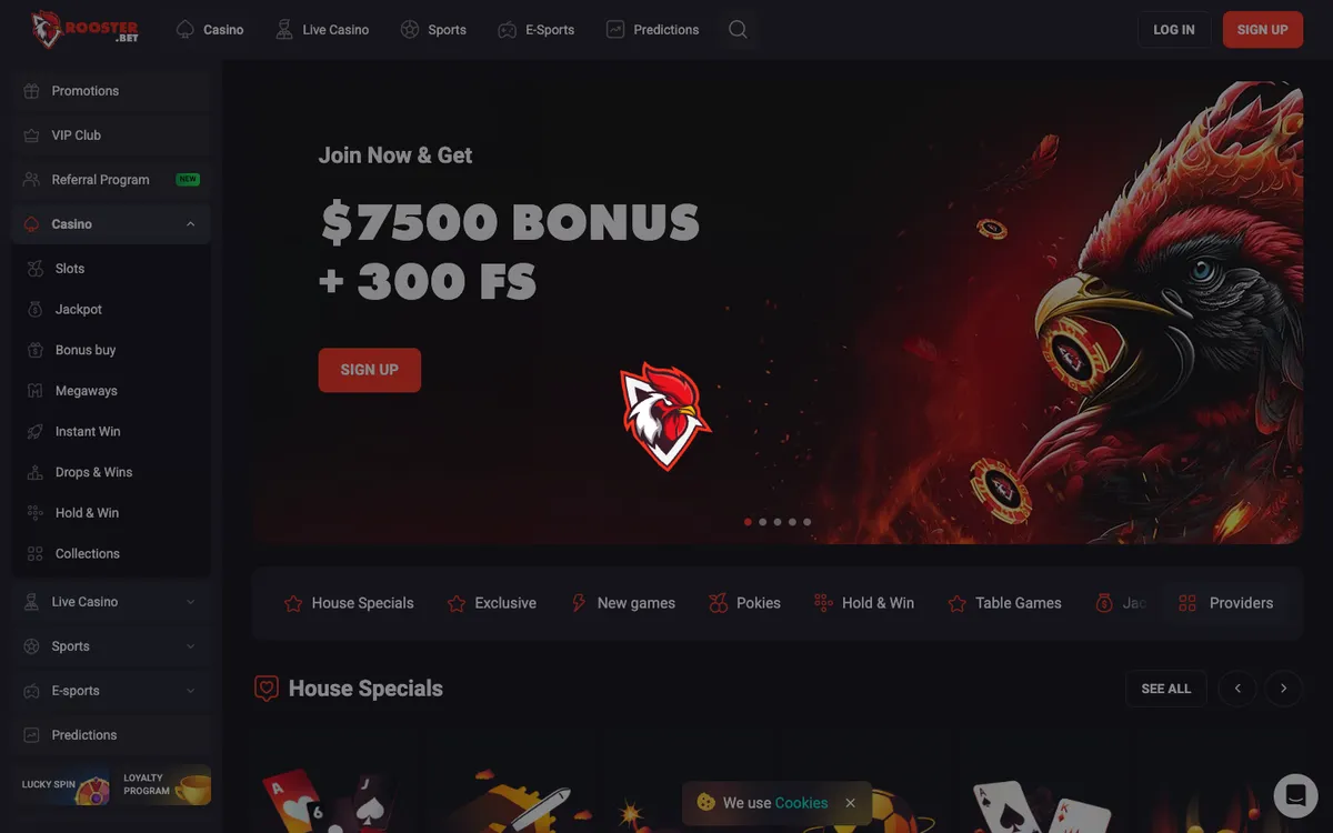 Rooster Bet Casino — Sign-up, captured from Australia