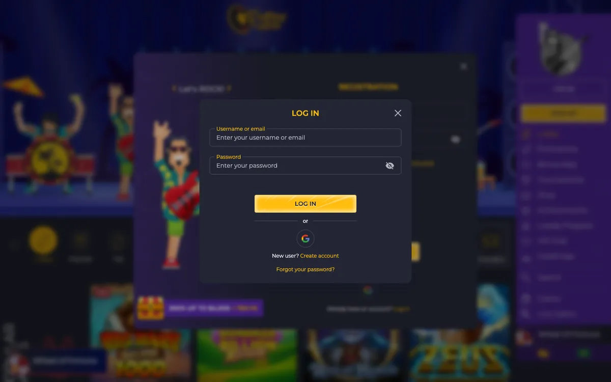 Rolling Slots Casino — «Регистрация», снято из страны ОАЭ