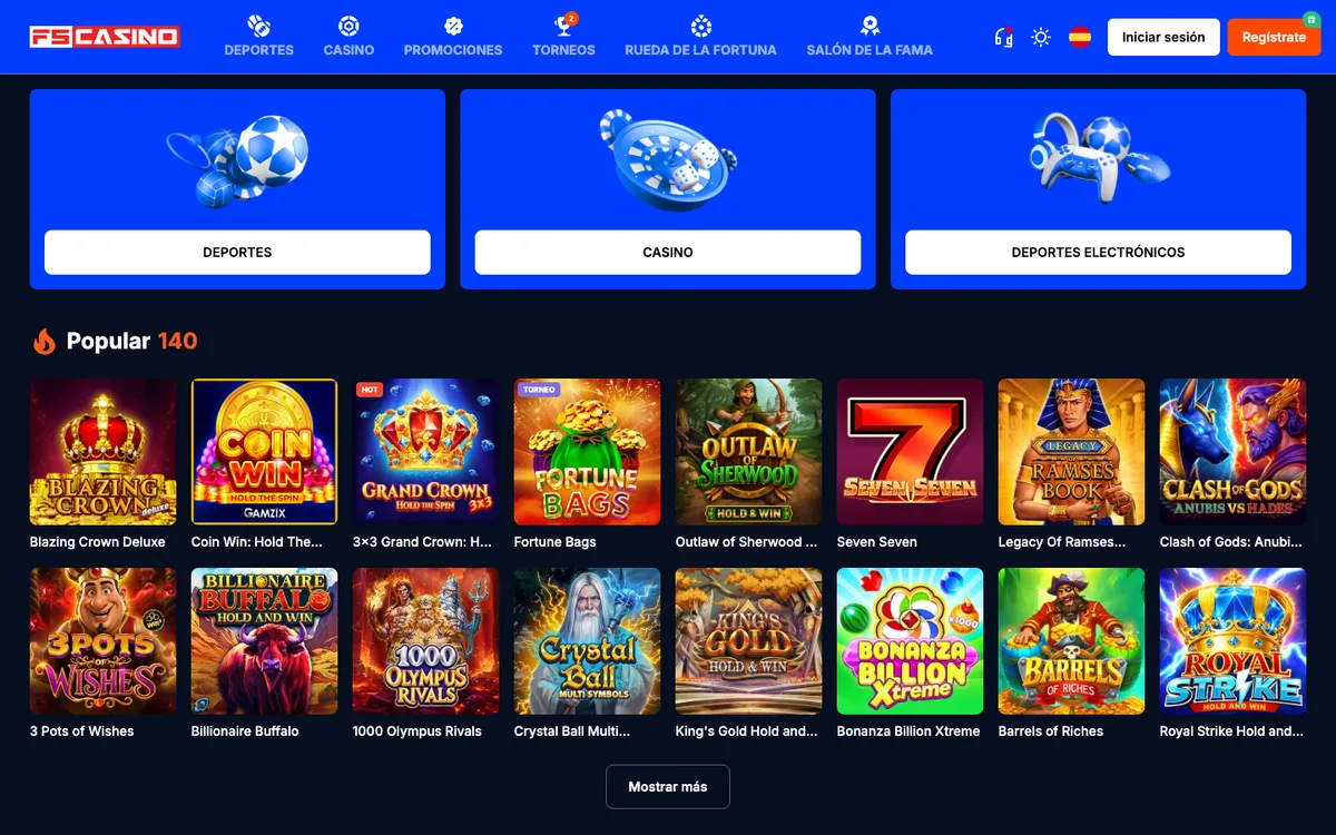 FS Casino — Home page, captured from Peru
