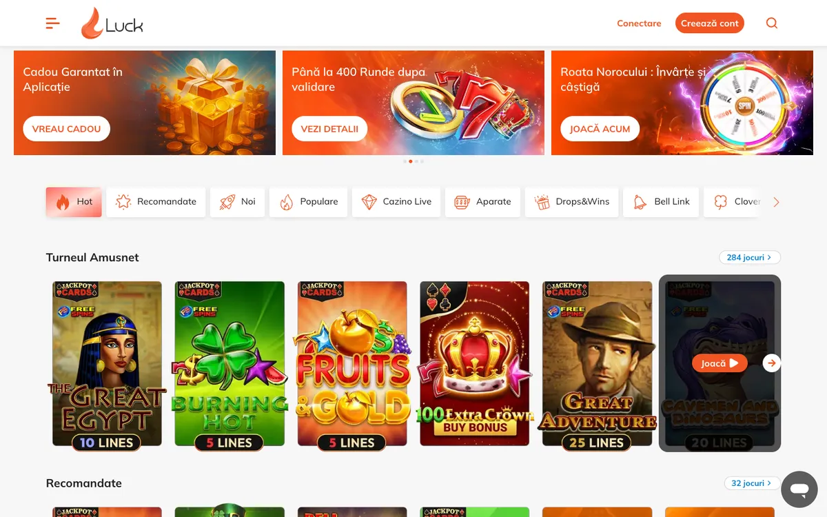 Luck Casino — Home page, captured from United Kingdom