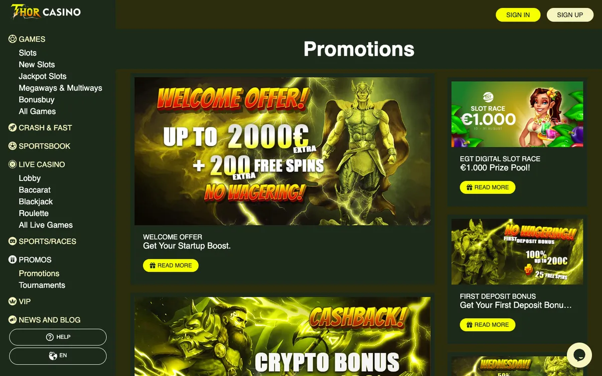 Thorcasino — «Акции», снято из страны Австралия