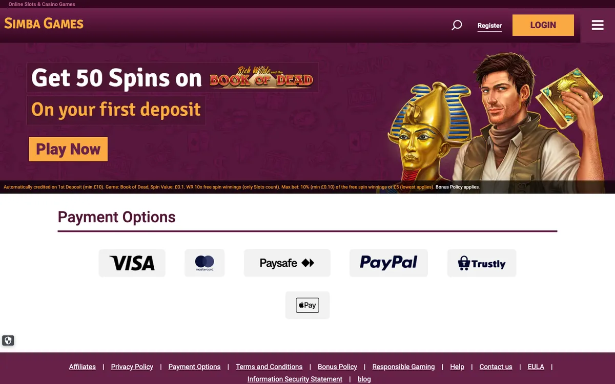 Simba Games — Payments, captured from United Kingdom