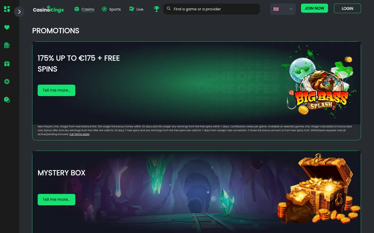 CasinoKings — «Акции», снято из страны Испания