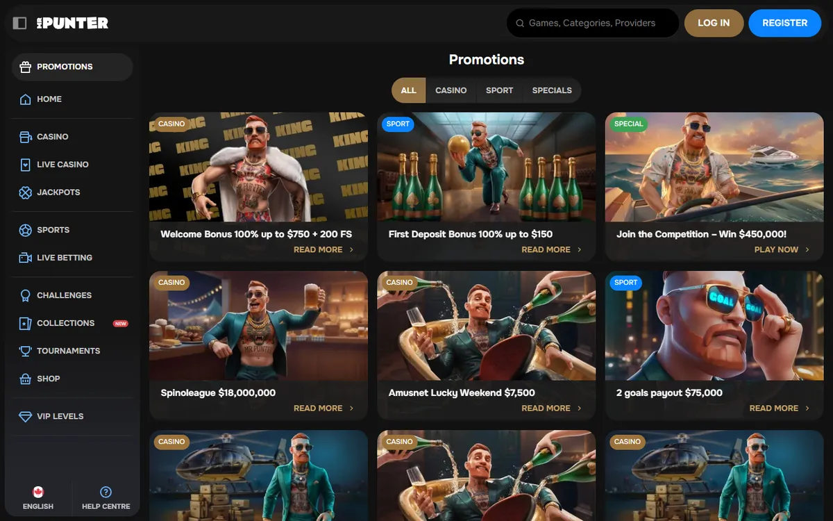 MrPunter Casino — Promotions, captured from Canada