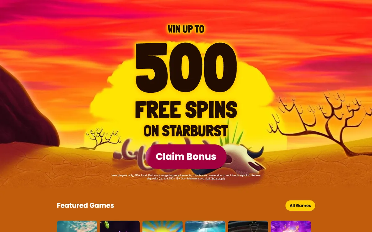 Simba Slots Casino — Home page, captured from United Kingdom