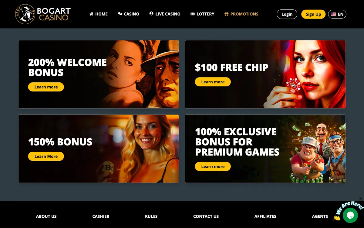 Bogart Casino — Promotions, captured from United States