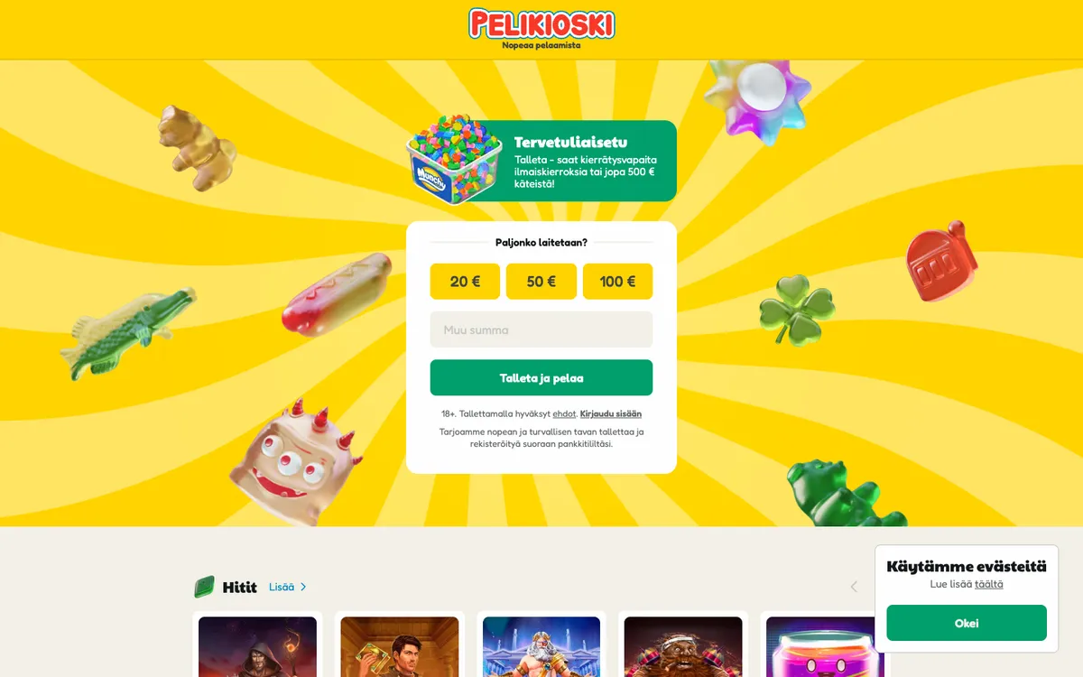 Pelikioski Casino — Home page, captured from Estonia