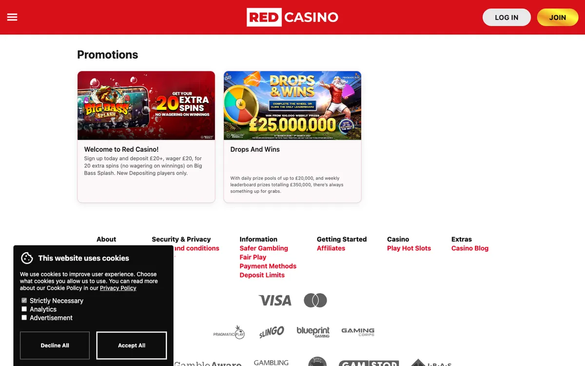 Red Casino — «Акции», снято из страны Австралия