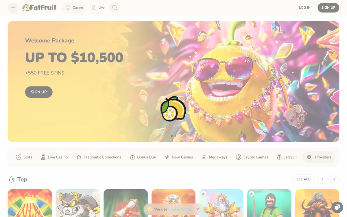 FatFruit Casino — «Регистрация», снято из страны Канада