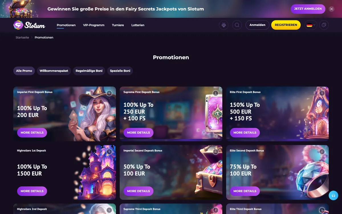 Slotum Casino — Promotions, captured from Austria