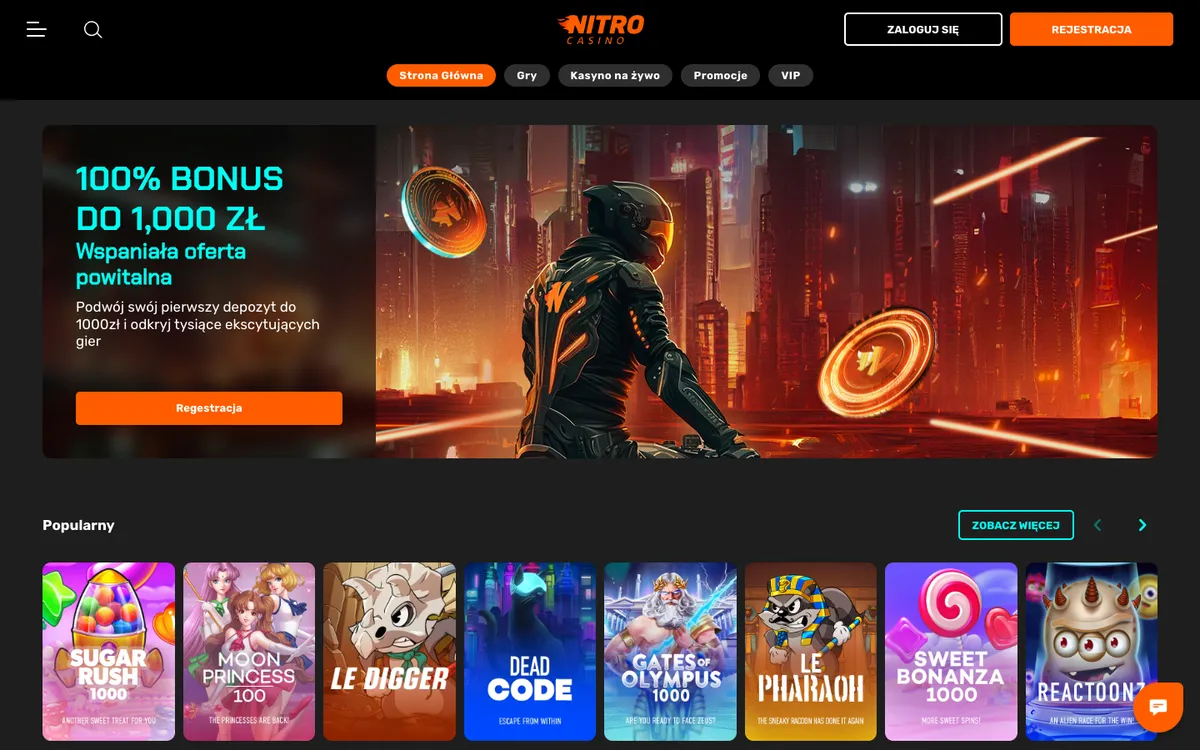 Nitro Casino — «Главная», снято из страны Польша