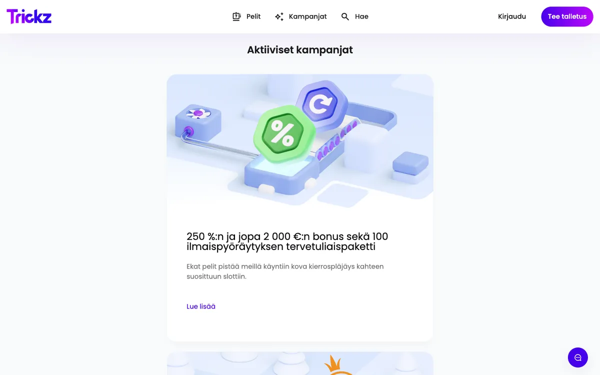 Trickz Casino — «Акции», снято из страны Финляндия