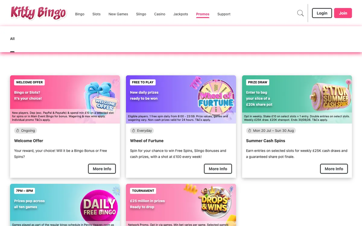 Kitty Bingo Casino — Promotions, captured from United Kingdom