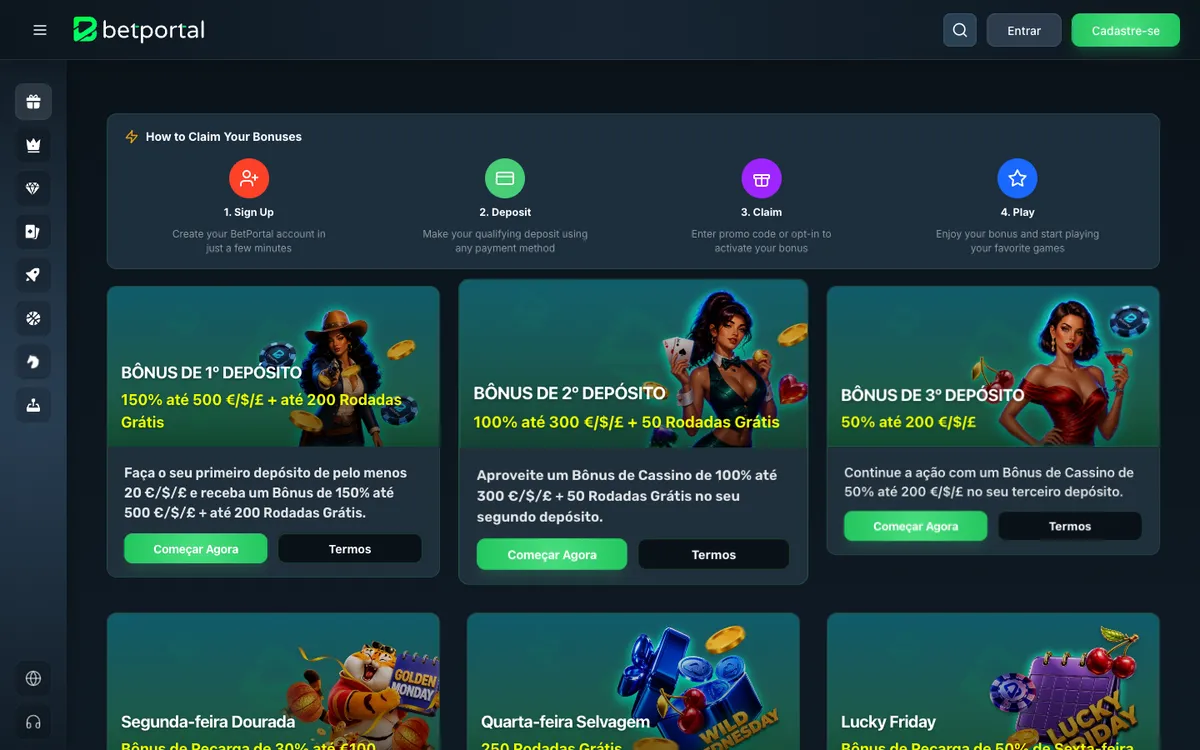 BetPortal Casino — «Акции», снято из страны Португалия