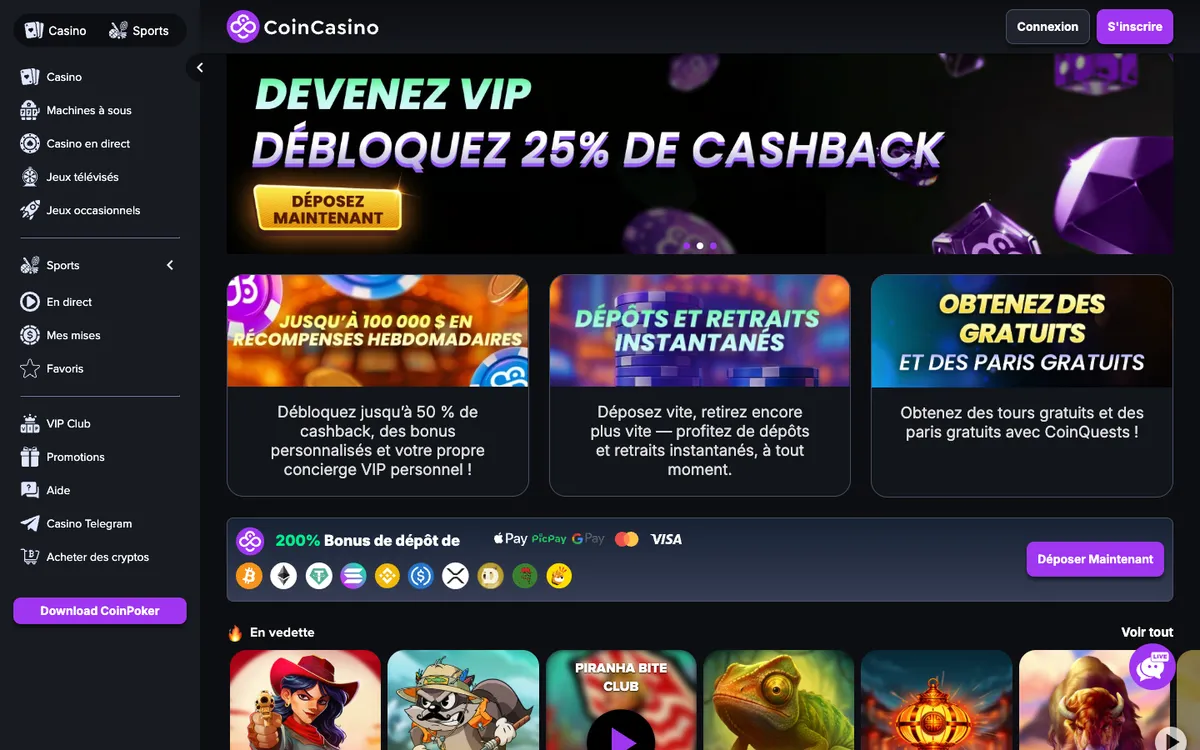 CoinCasino — Home page, captured from France