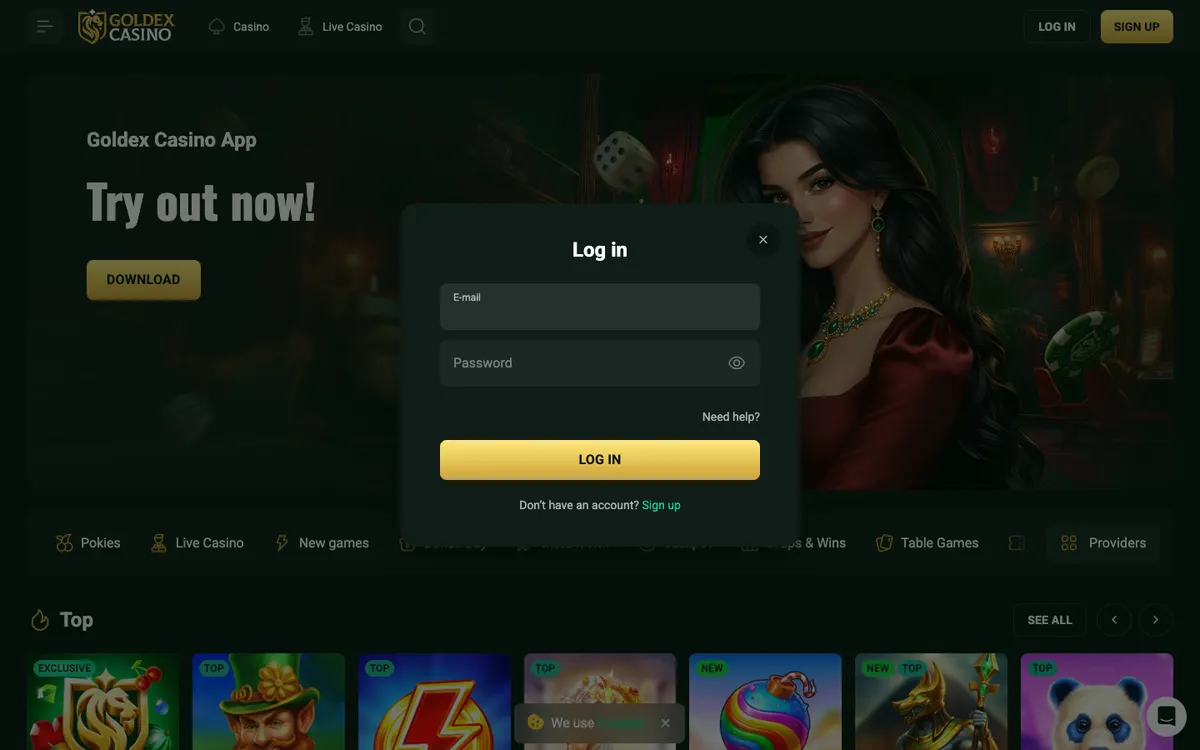 Goldex Casino — Sign-up, captured from New Zealand