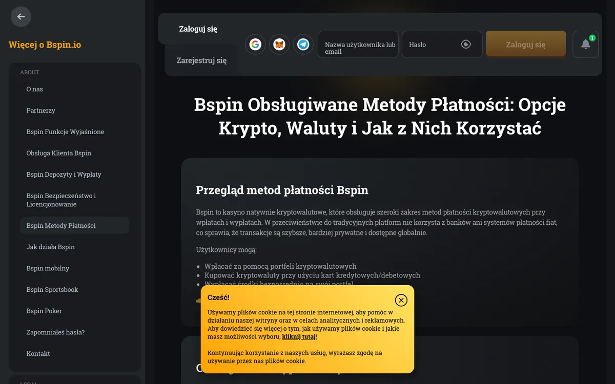 Bspin.io Casino — «Платежи», снято из страны Польша