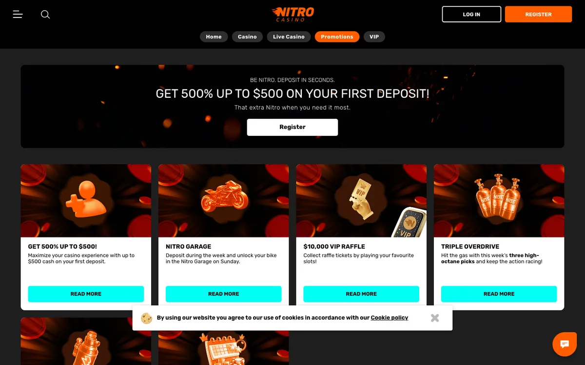 Nitro Casino — Promotions, captured from New Zealand