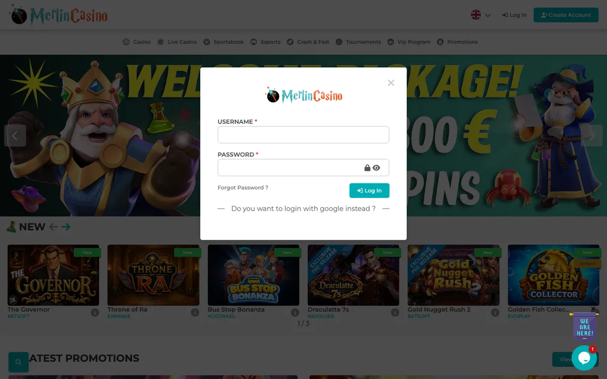 Merlin Casino — Sign-up, captured from Australia