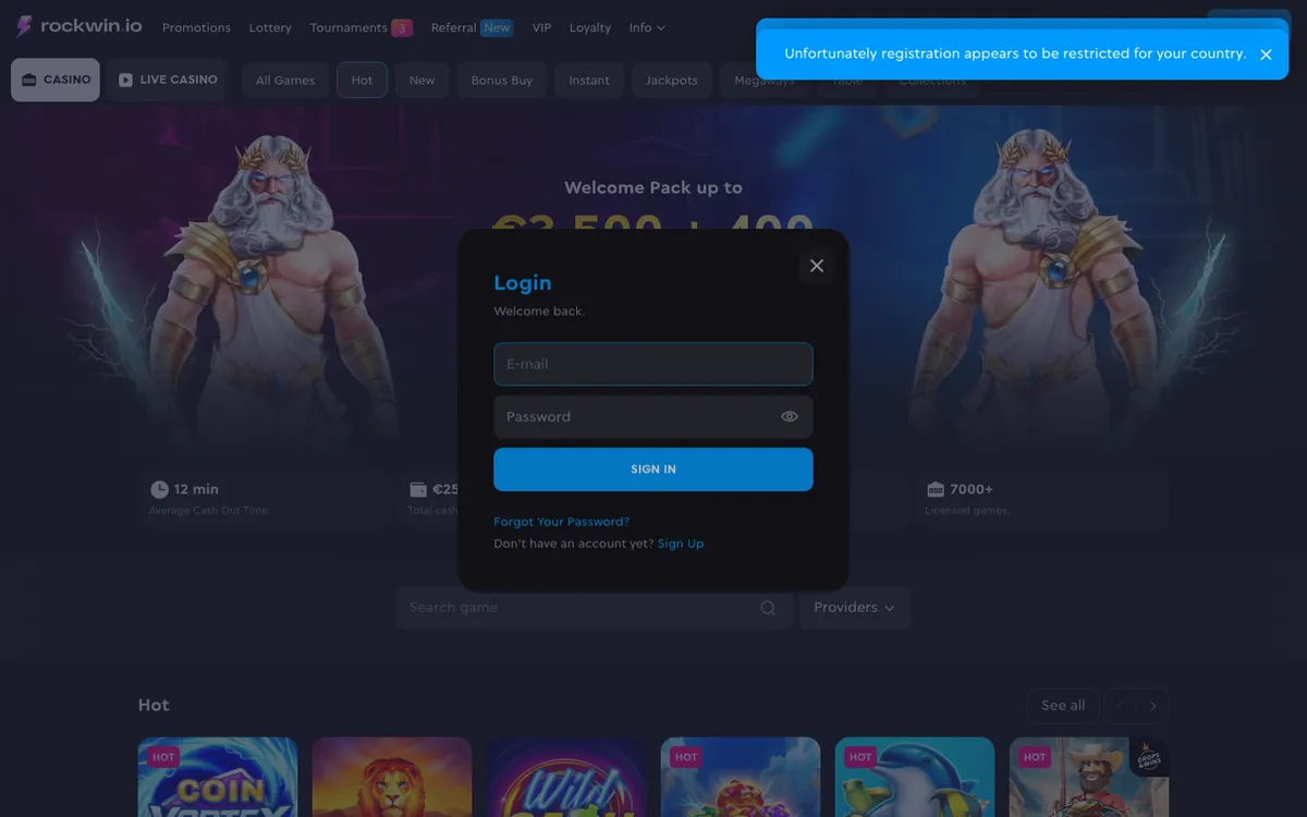 Rockwin Casino — Sign-up, captured from Brazil