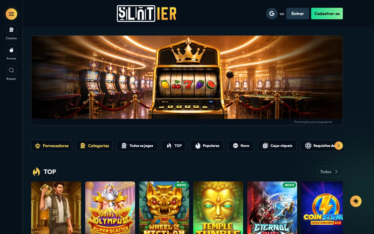 Slotier Casino — Home page, captured from Brazil