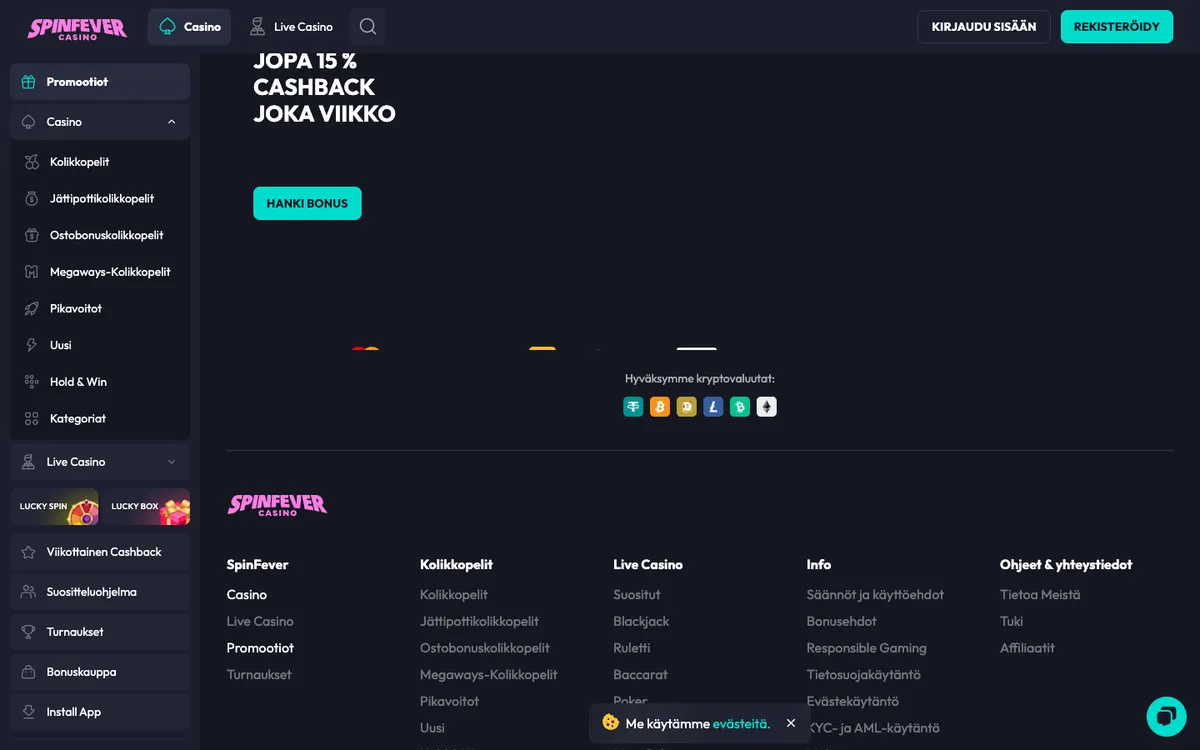 SpinFever Casino — «Акции», снято из страны Финляндия