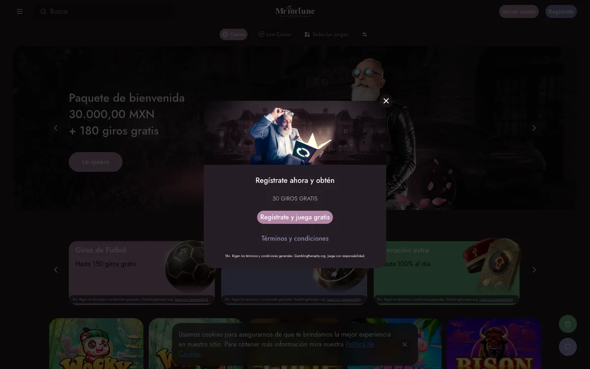 Mr Fortune Casino — Home page, captured from Mexico