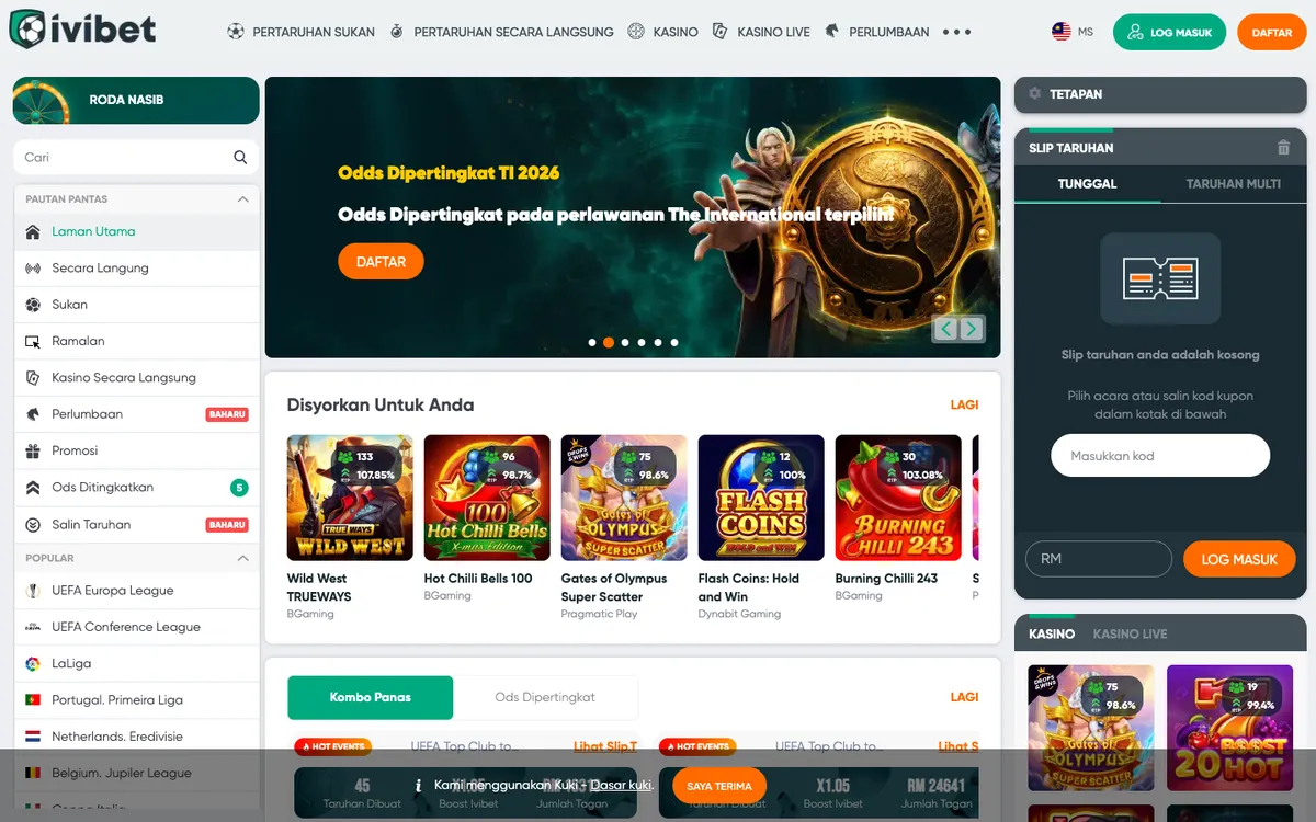 Ivibet Casino — «Главная», снято из страны Малайзия
